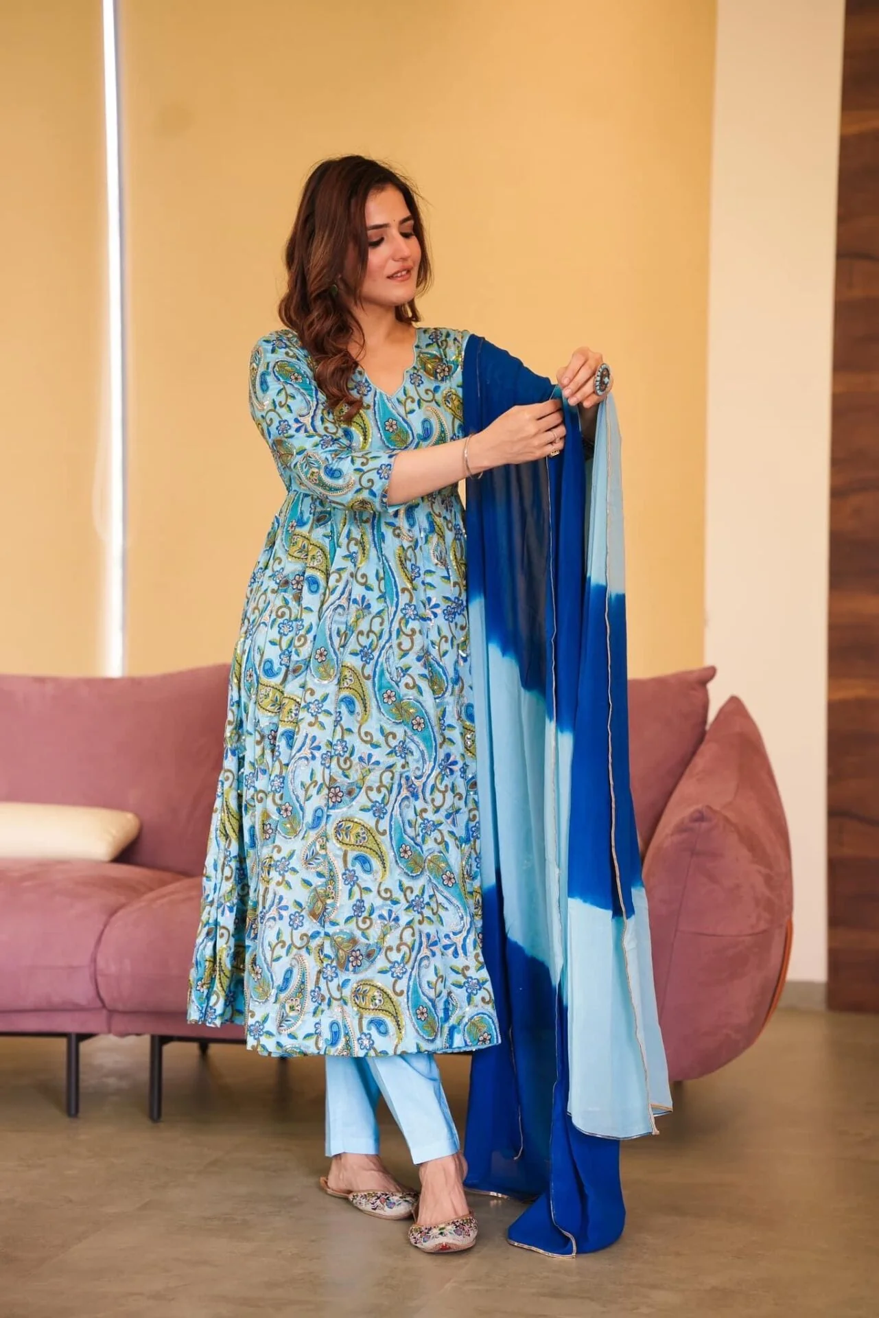 Raabta blue embroidered suit set - Image 2