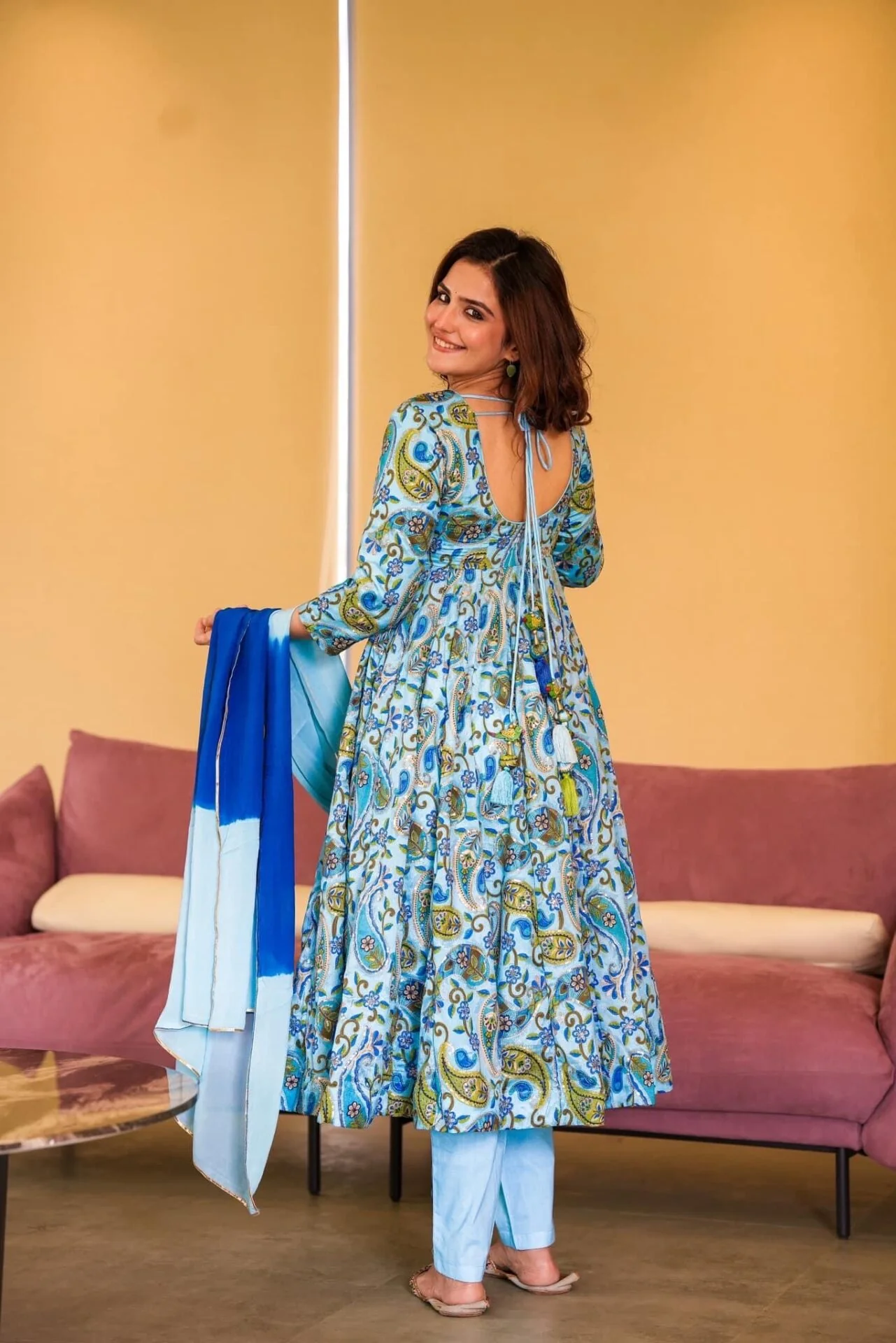 Raabta blue embroidered suit set - Image 5