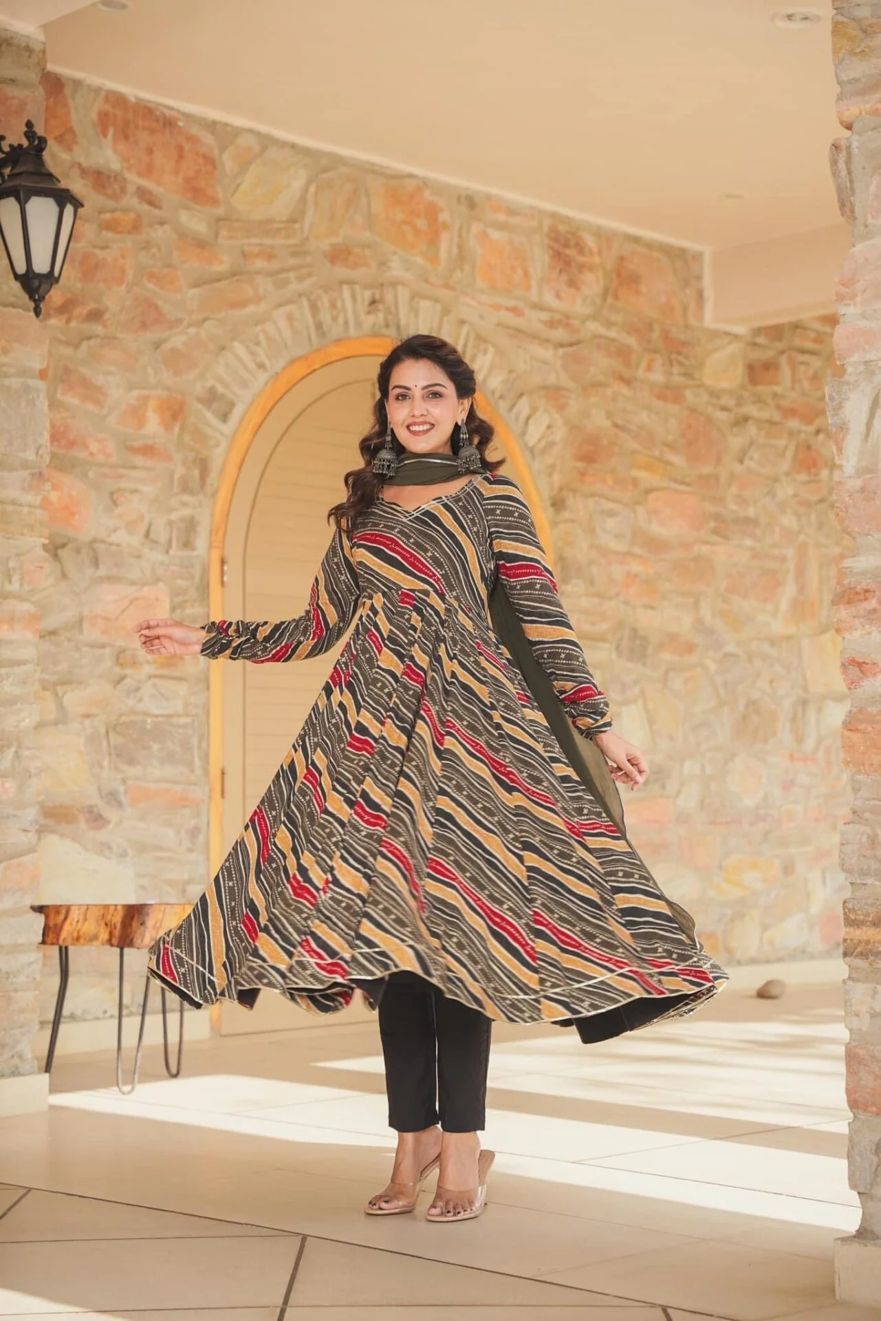 Black Designer Romi Rayon Suit Set with Dupatta - Image 4