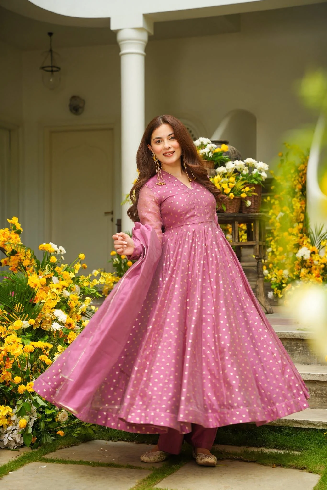Saatvika Tyrian Chanderi Anarkali Suit Set - Image 3