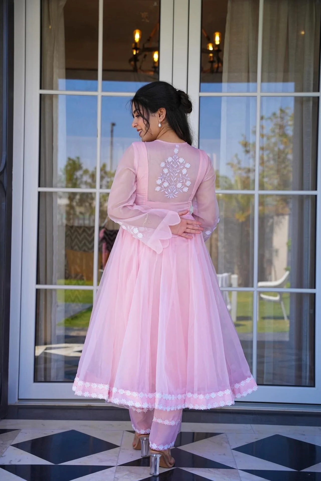 Sanaya pink organza suit set - Image 4