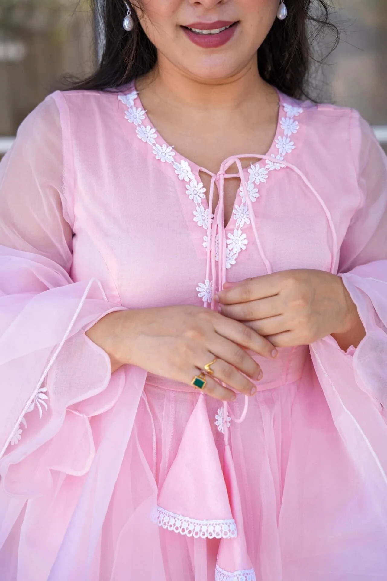 Sanaya pink organza suit set - Image 6