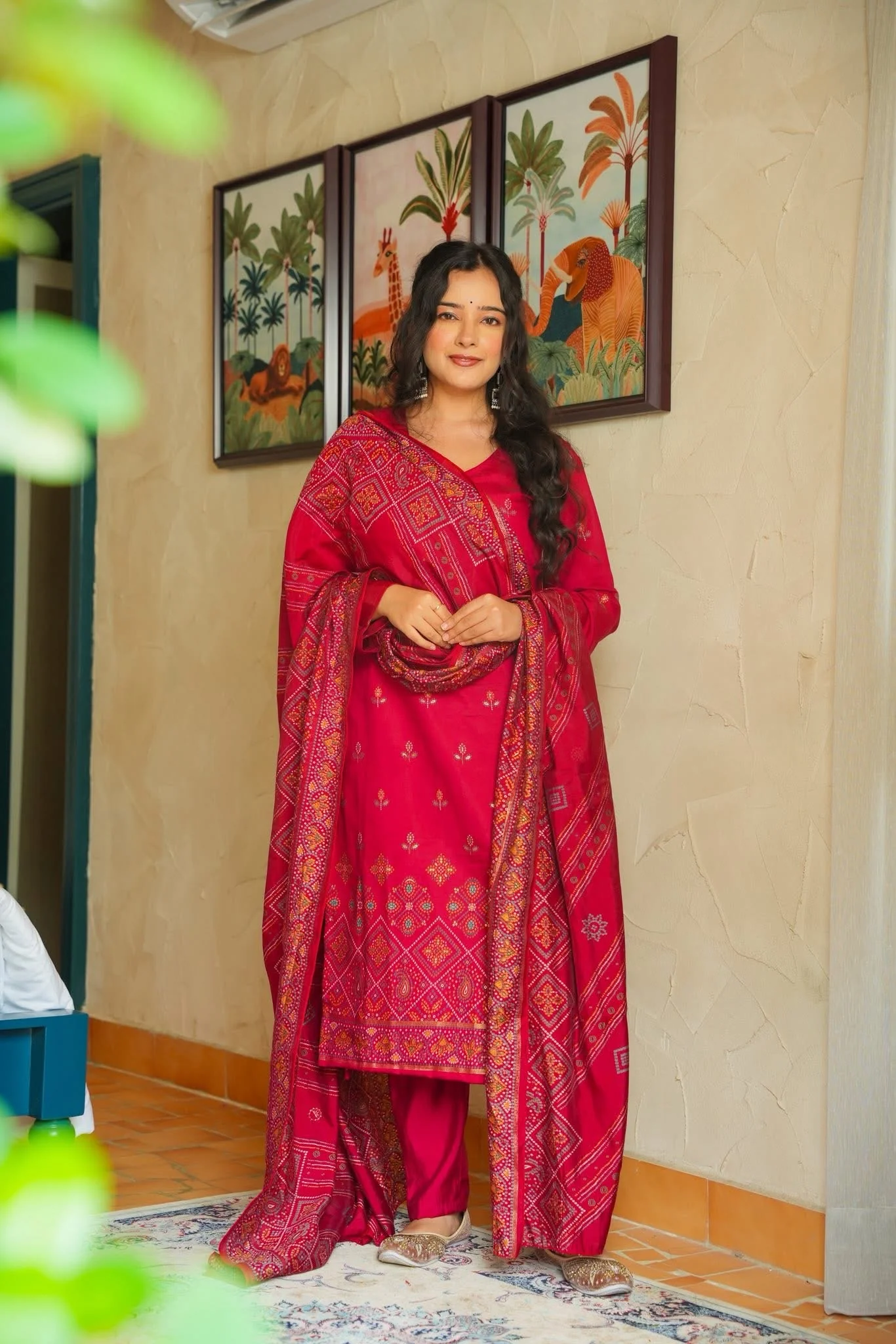 Shagun Red Kurta Set with Dupatta - Image 3