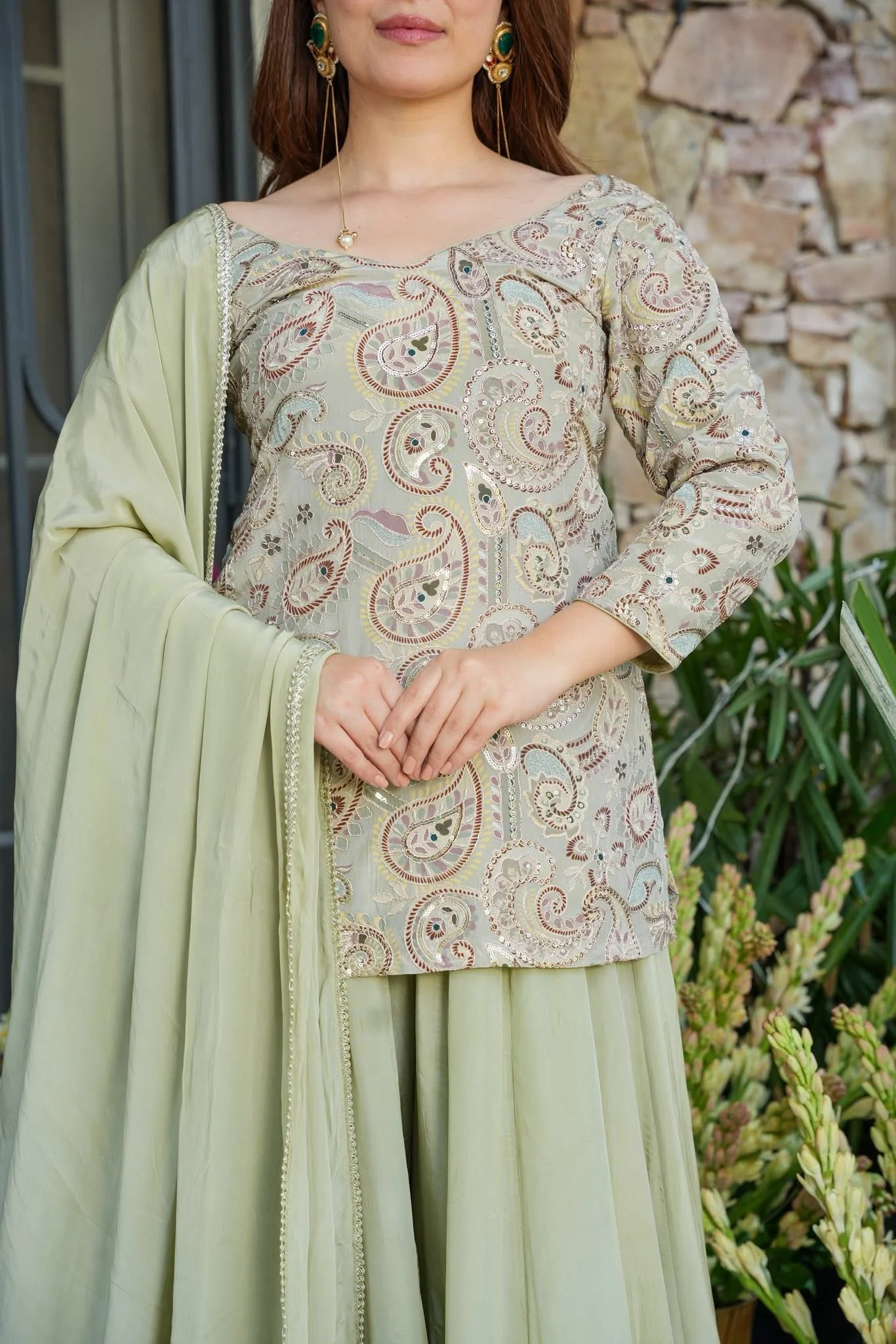 Shine Whisper Embellished Sharara Set - Image 6