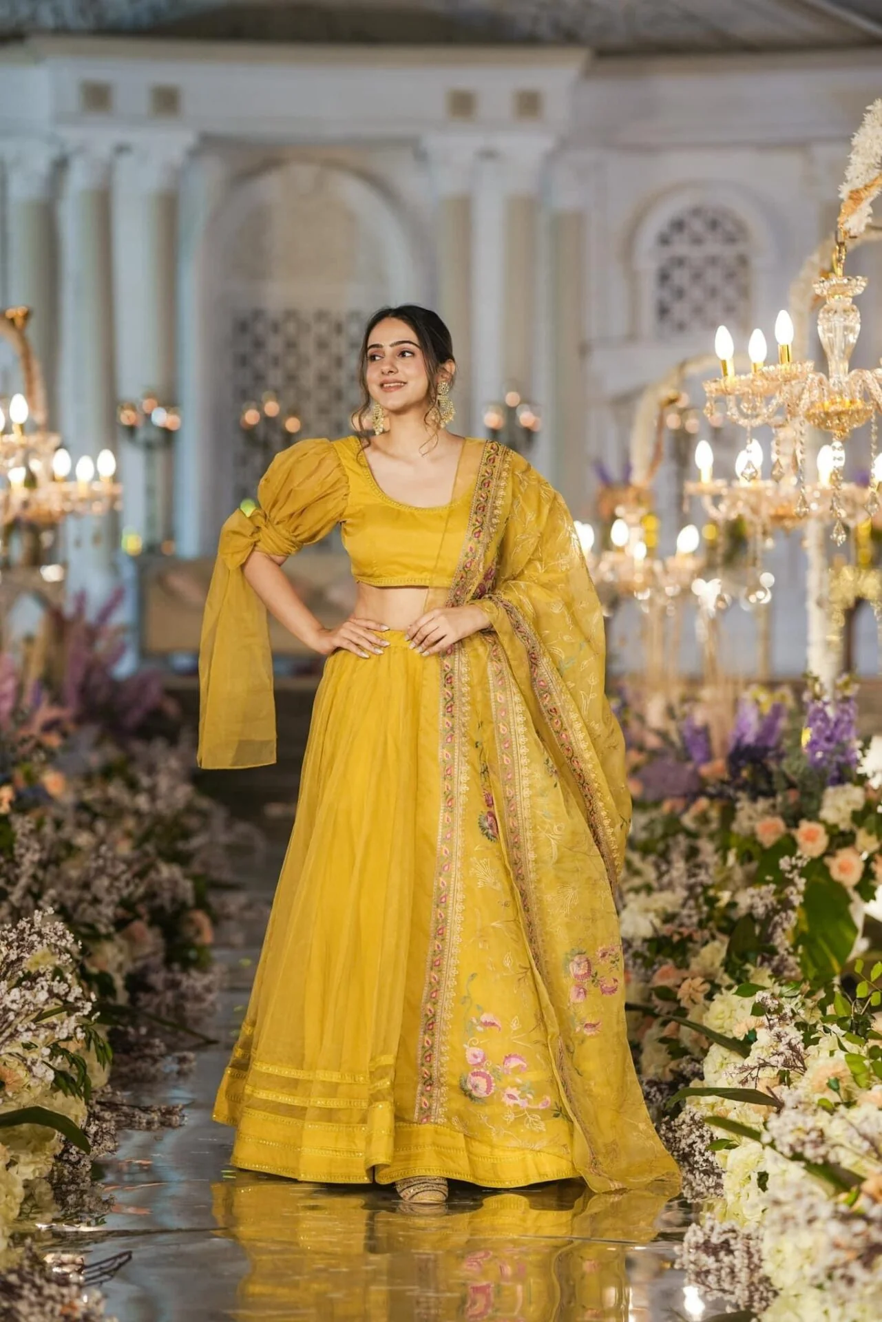 Sianni Yellow ORGANZA LEHENGA SET - Image 2