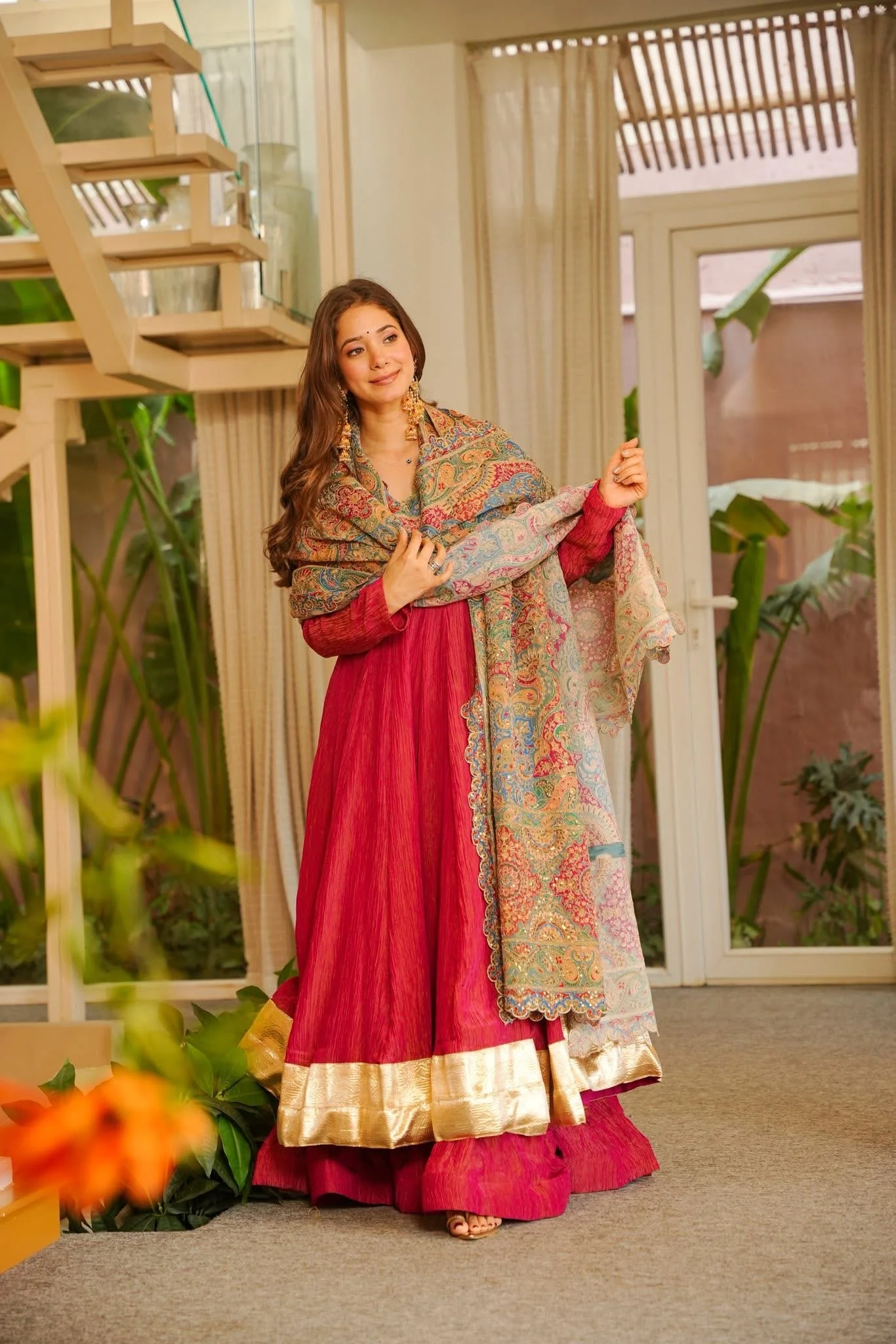 Solene Red Wedding Wear Anarkali Suit Set - Image 3