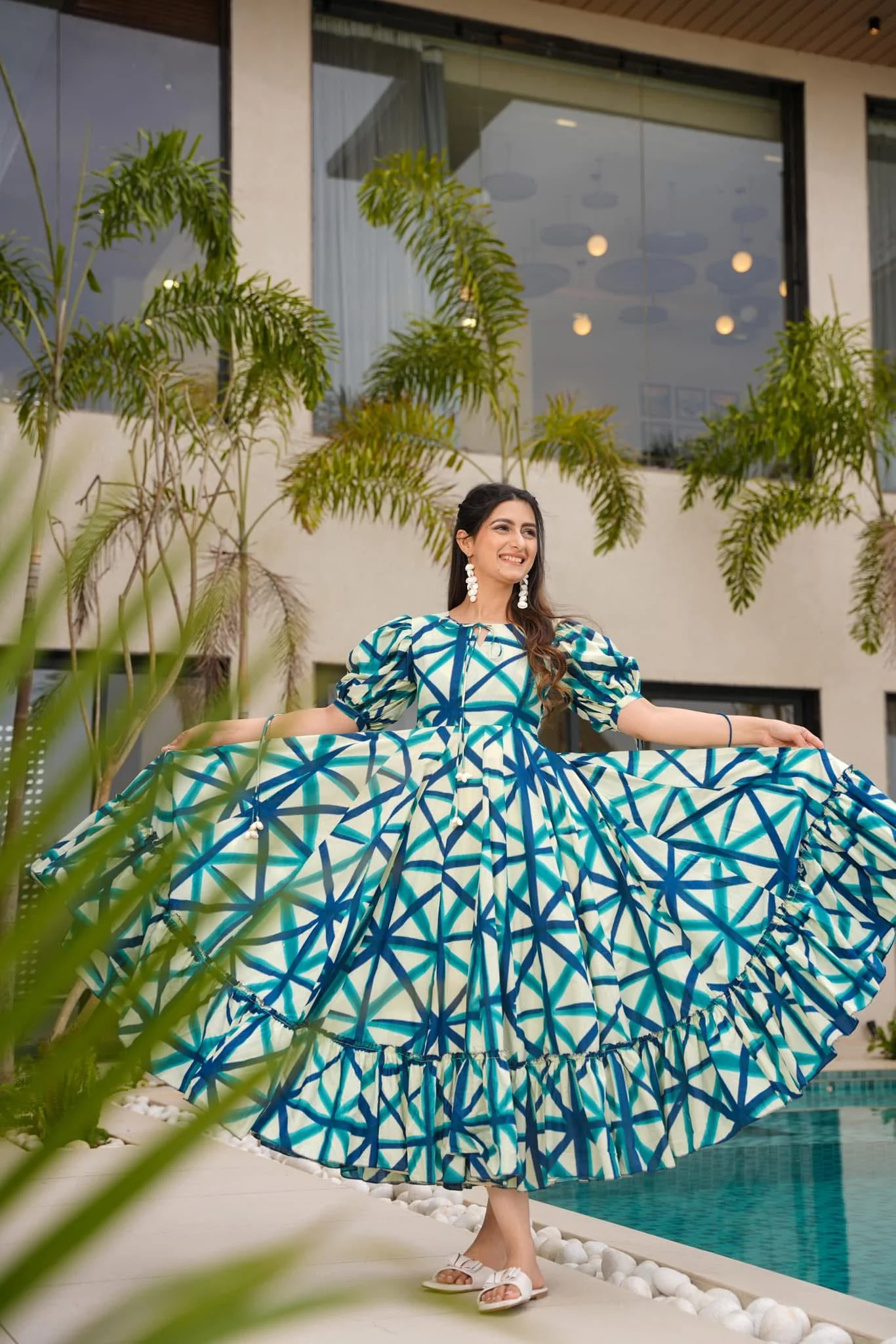 Starlit Maze Cotton Dress - Image 4