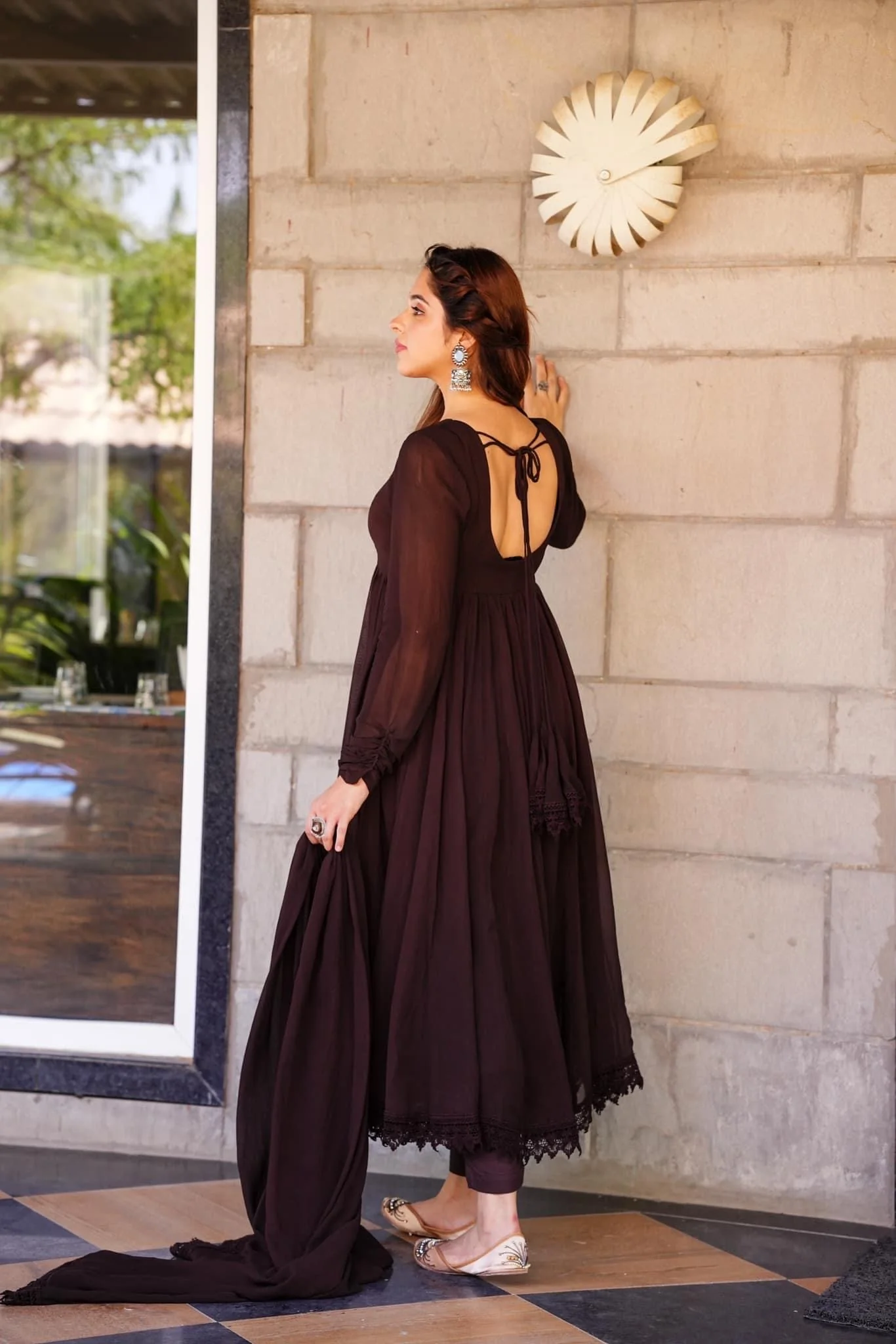 Tahira brown georgette suit set - Image 4