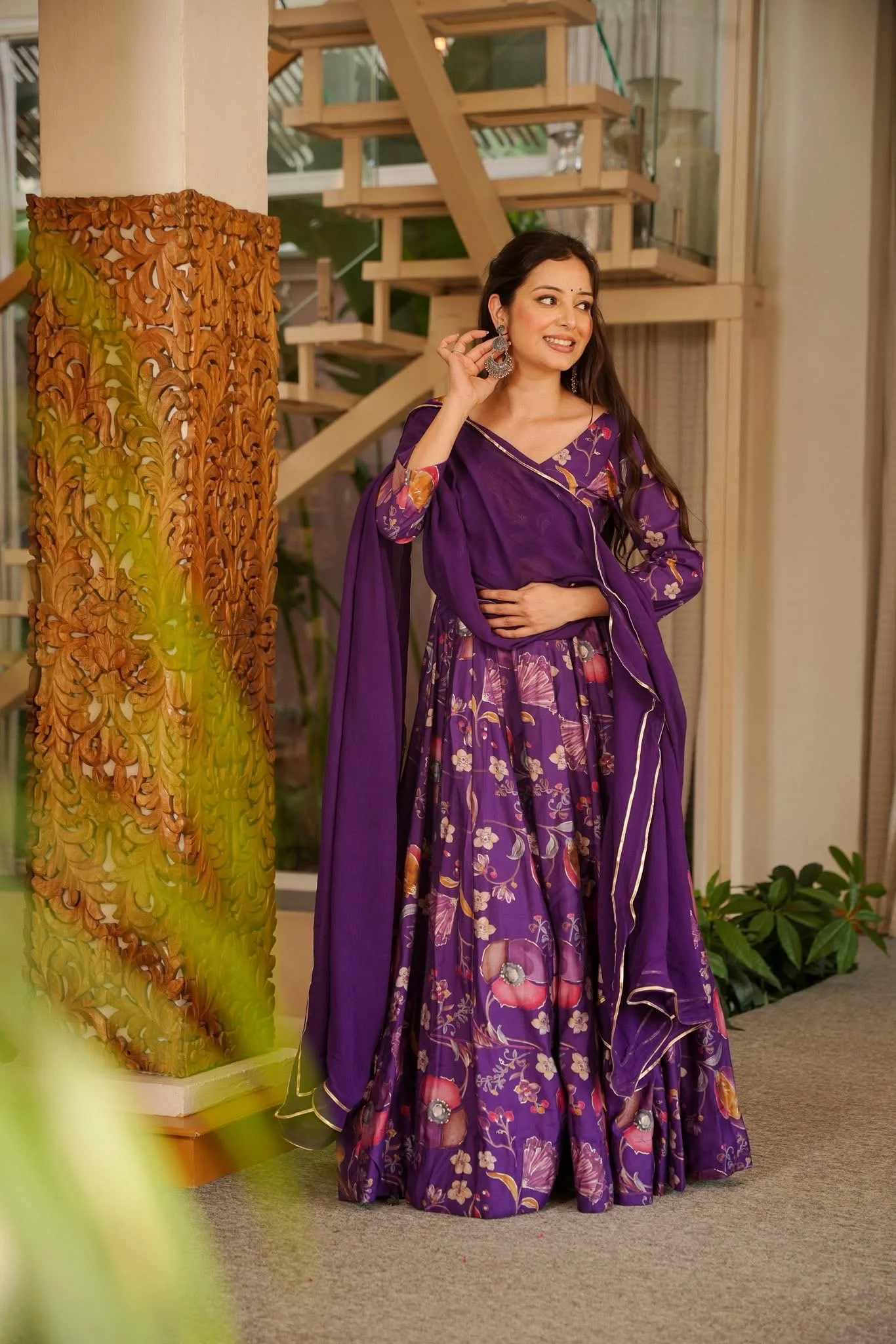 Tria Purple Muslin Maxi Set - Image 3