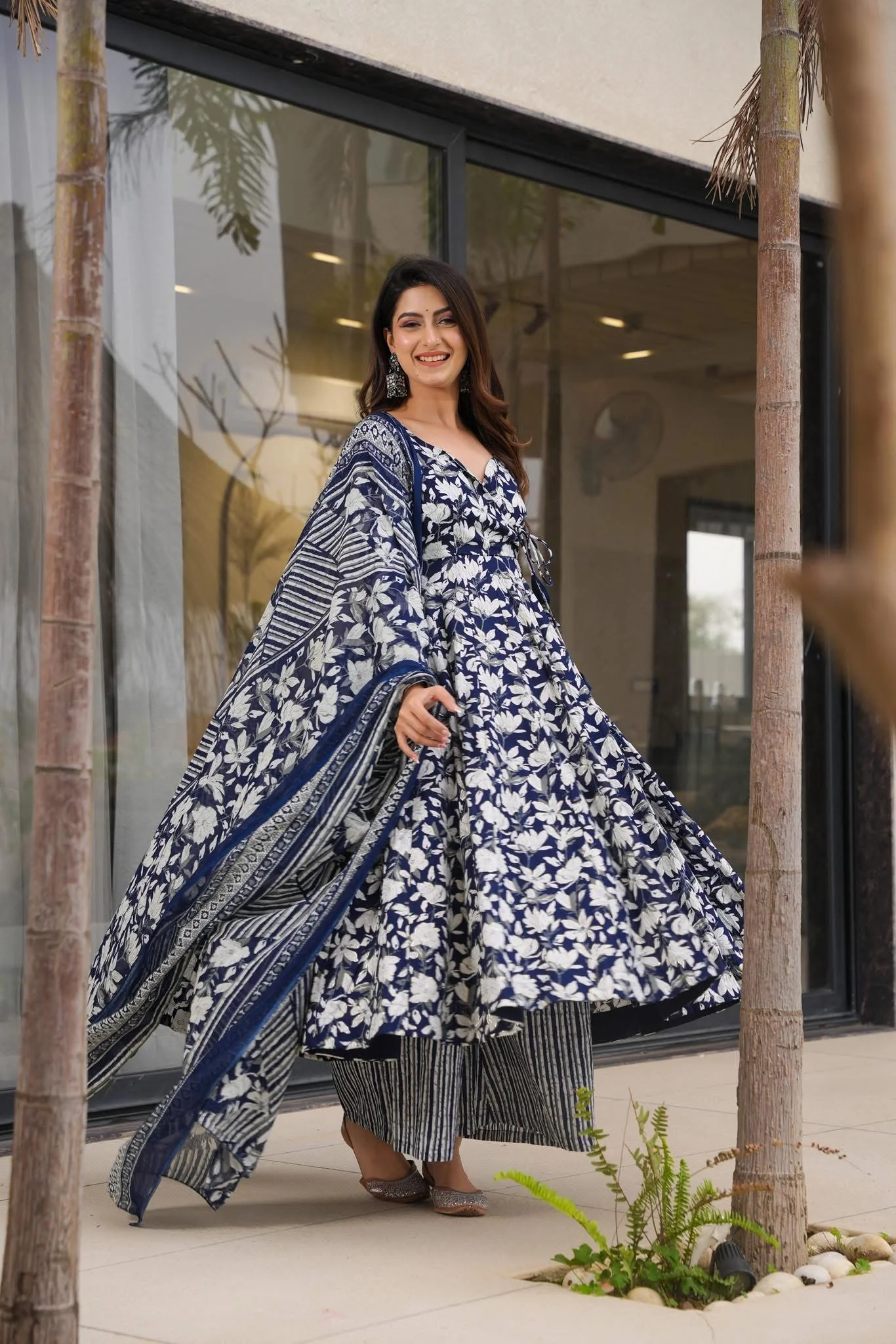 Utsav Indigo Cotton Suit Set - Image 2