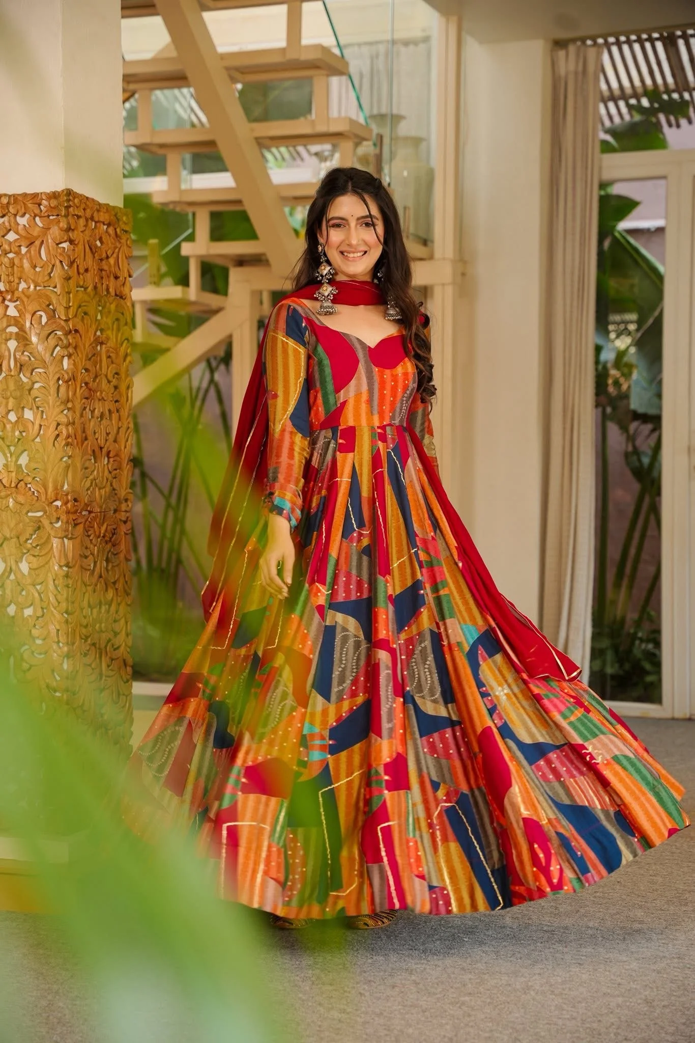 Uttara Multicolour Cotton Maxi Set - Image 3