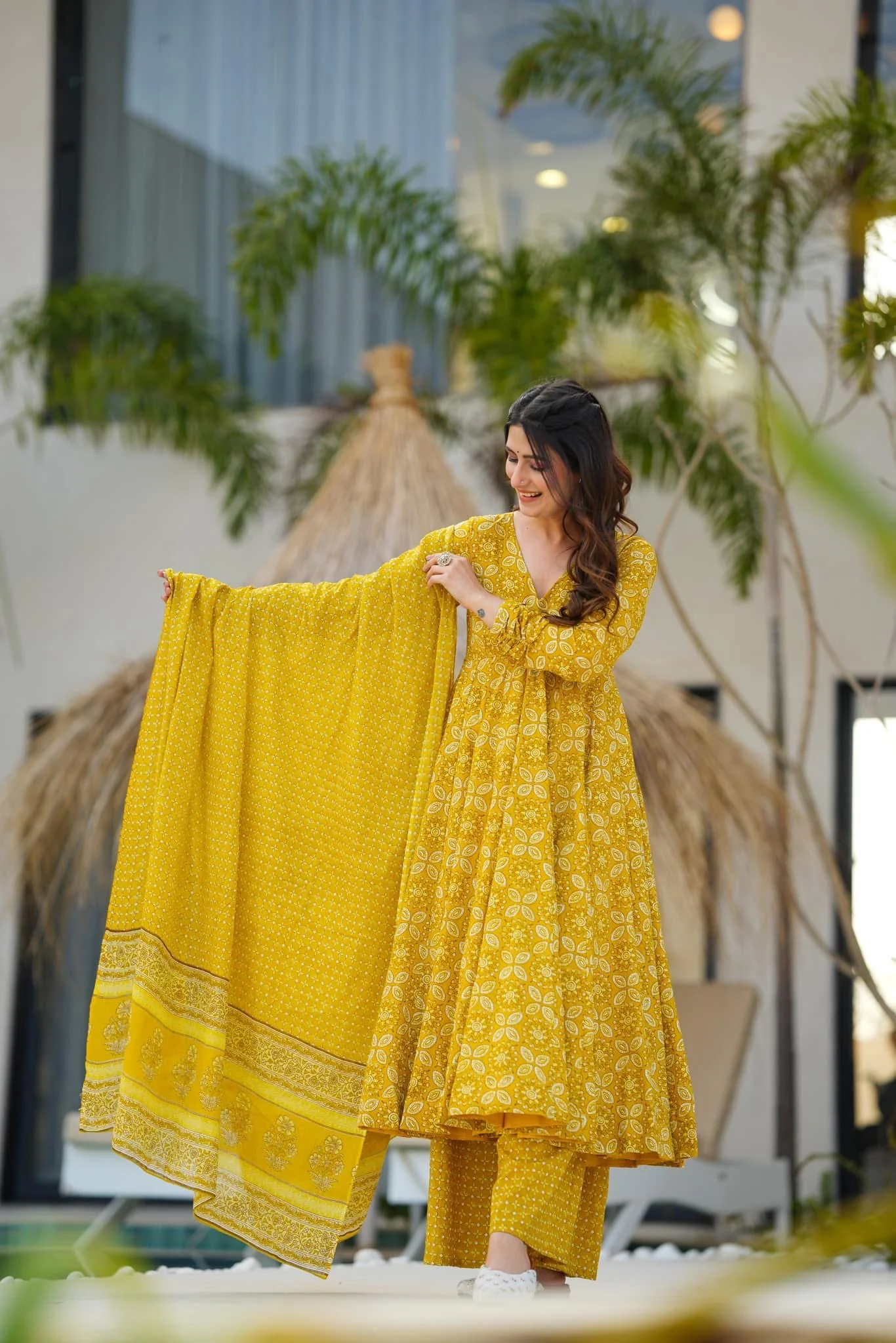 Vastra yellow cotton suit set - Image 5
