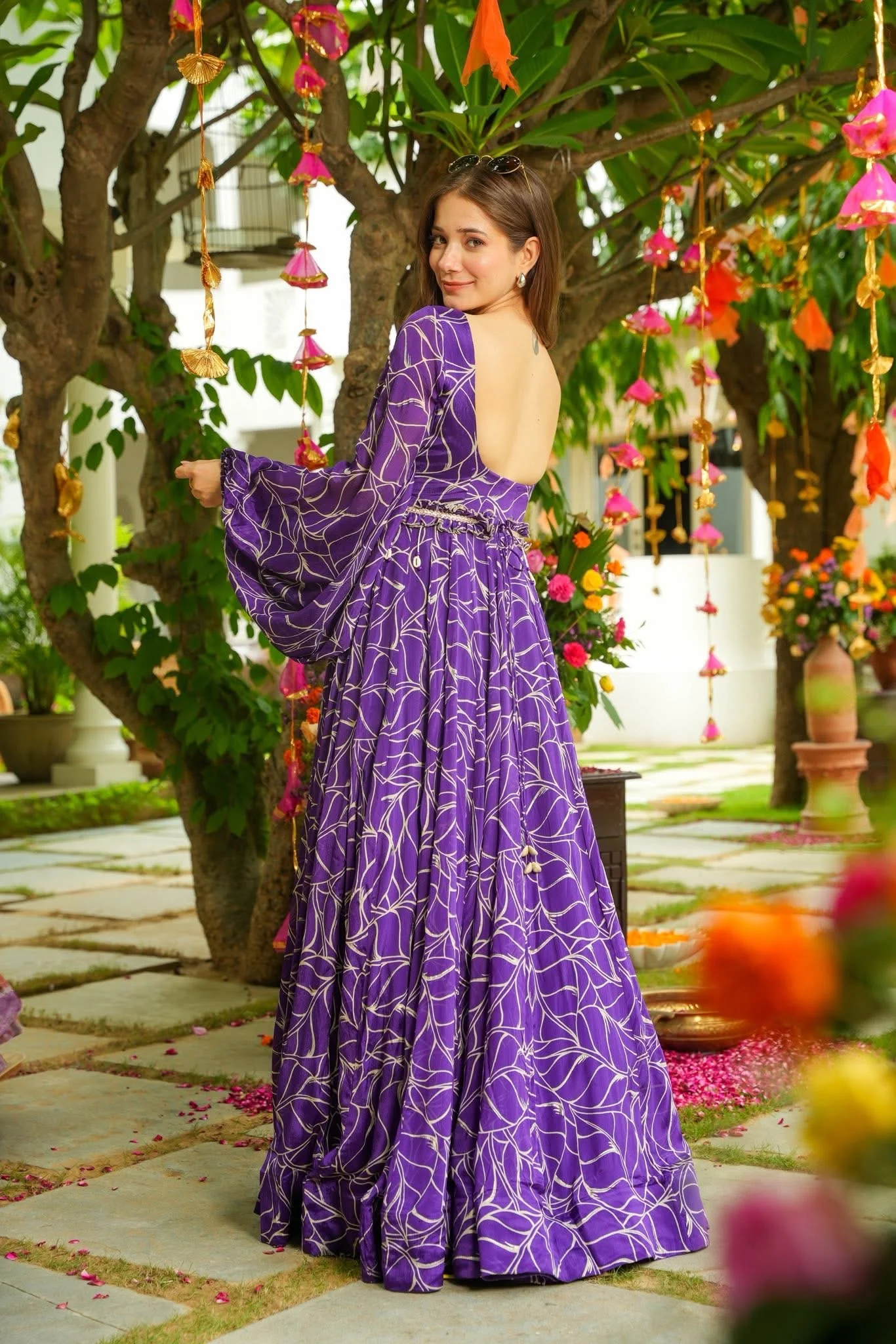Wisteria Purple Chinon Maxi Dress - Image 5