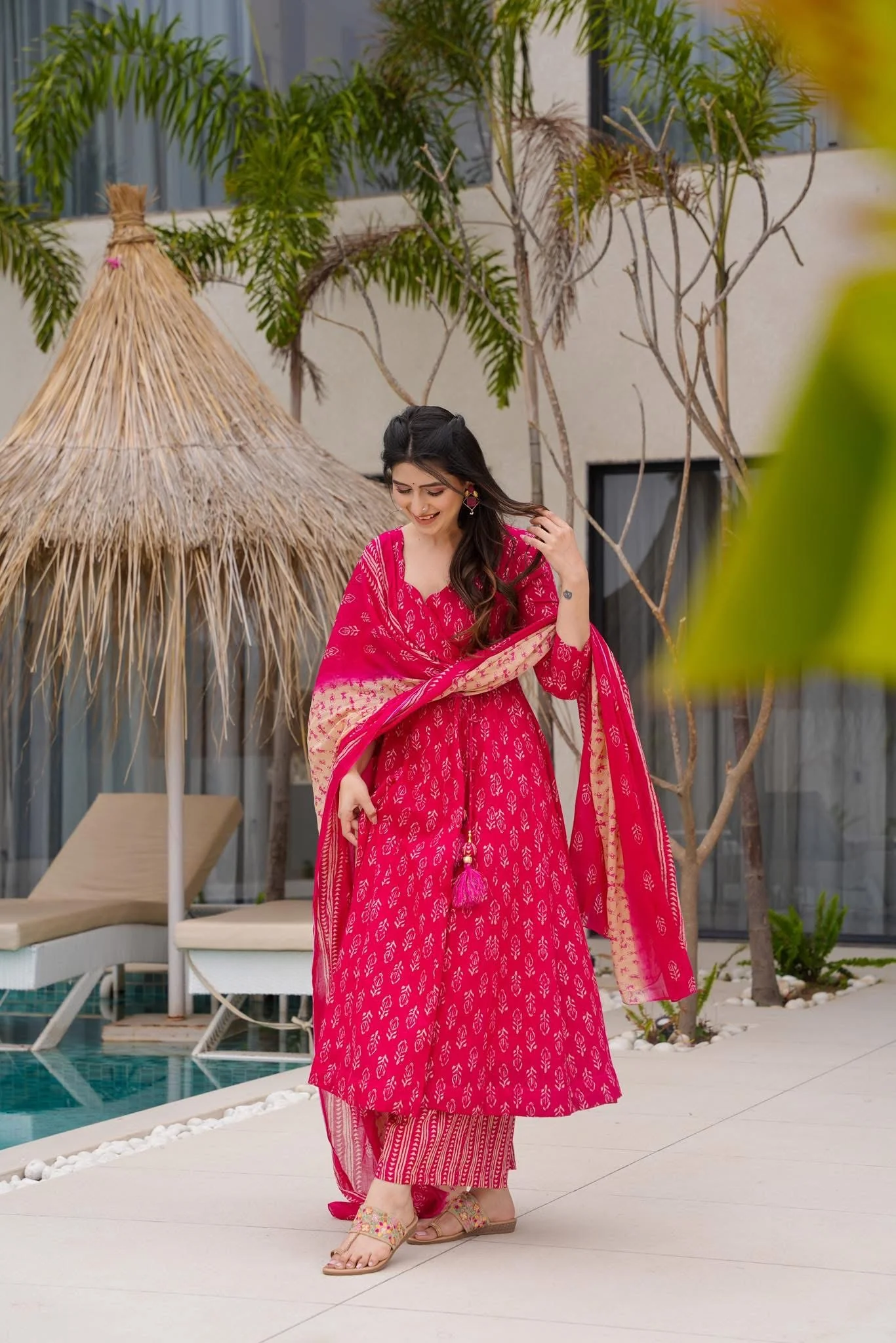Zeenat Pink Muslin Suit Set - Image 3