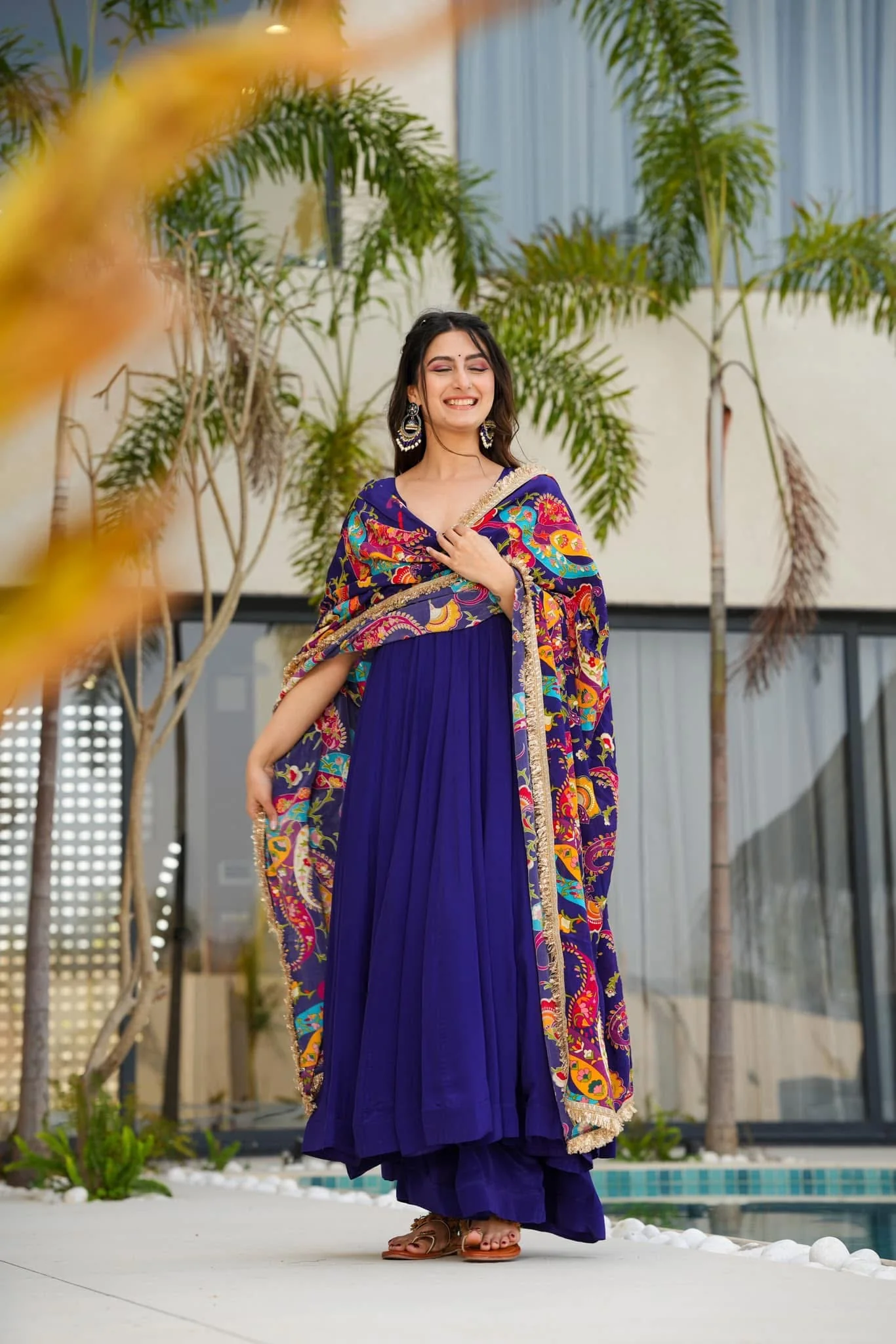 Zoey blue crepe suit set - Image 5